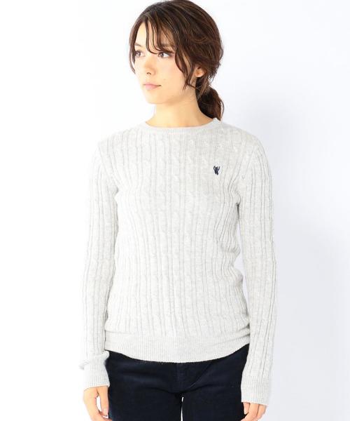 coen（コーエン）の「アンゴラ混ケーブルクルーネックニット（ニット/セーター・レディース・ライトグレー/ベージュ/ライトブルー/ネイビー・LARGE/MEDIUM）」の10枚目の写真