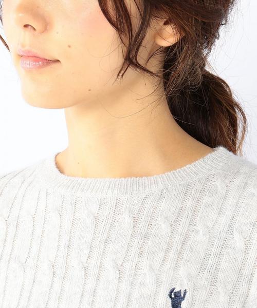 coen（コーエン）の「アンゴラ混ケーブルクルーネックニット（ニット/セーター・レディース・ライトグレー/ベージュ/ライトブルー/ネイビー・LARGE/MEDIUM）」の14枚目の写真