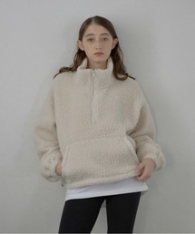 【MINERTE】glitter boa half zip pullover / ラメリングボアハーフジッププルオーバー