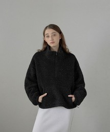 【MINERTE】glitter boa half zip pullover / ラメリングボアハーフジッププルオーバー