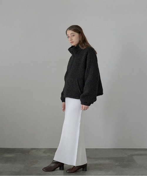 MINERTE（ミネルテ）の「【MINERTE】glitter boa half zip pullover / ラメリングボアハーフジッププルオーバー（ブルゾン・レディース・アイボリー/ブラック/ライトベージュ・FREE）」の13枚目の写真
