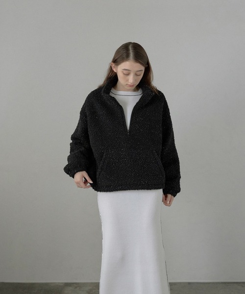 MINERTE（ミネルテ）の「【MINERTE】glitter boa half zip pullover / ラメリングボアハーフジッププルオーバー（ブルゾン・レディース・アイボリー/ブラック/ライトベージュ・FREE）」の14枚目の写真