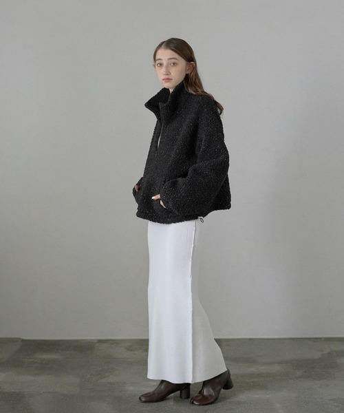 MINERTE（ミネルテ）の「【MINERTE】glitter boa half zip pullover / ラメリングボアハーフジッププルオーバー（ブルゾン・レディース・アイボリー/ブラック/ライトベージュ・FREE）」の15枚目の写真