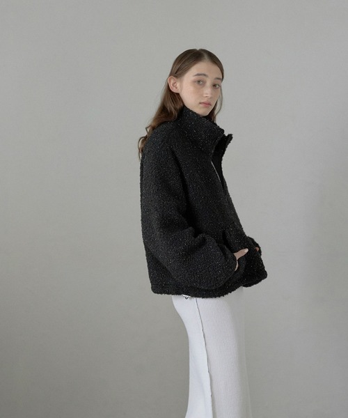 MINERTE（ミネルテ）の「【MINERTE】glitter boa half zip pullover / ラメリングボアハーフジッププルオーバー（ブルゾン・レディース・アイボリー/ブラック/ライトベージュ・FREE）」の18枚目の写真