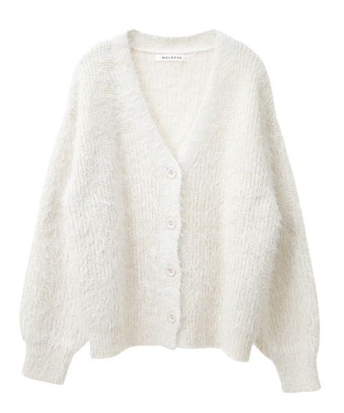 SOFFITTO(ソフィット)の「ラメ混シャギーニットカーディガン(取り扱い店舗限定)(カーディガン/ボレロ・レディース・オフホワイト/ブルー/グレイッシュベージュ/ブラック・FREE)」の1枚目の写真