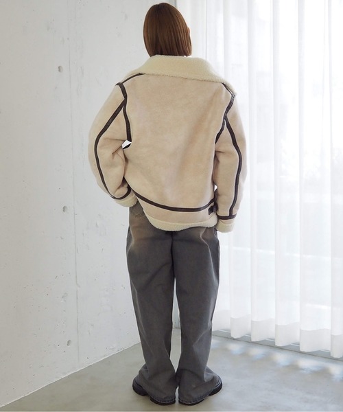 tiptop（ティップトップ）の「フェイクムートンボアブルゾン（ムートンコート・レディース・ブラウン/チャコールグレー/ブラック/アイボリー・FREE）」の14枚目の写真