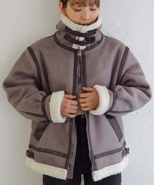 tiptop（ティップトップ）の「フェイクムートンボアブルゾン（ムートンコート・レディース・ブラウン/チャコールグレー/ブラック/アイボリー・FREE）」の15枚目の写真
