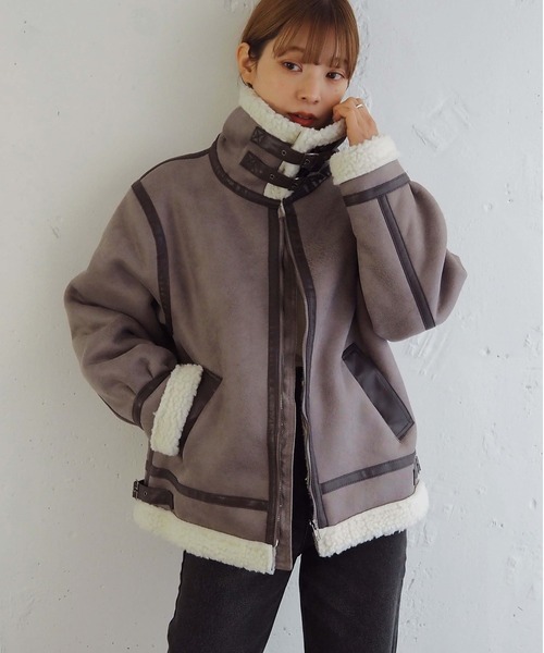tiptop（ティップトップ）の「フェイクムートンボアブルゾン（ムートンコート・レディース・ブラウン/チャコールグレー/ブラック/アイボリー・FREE）」の16枚目の写真