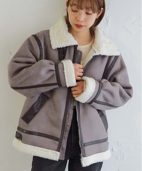 tiptop（ティップトップ）の「フェイクムートンボアブルゾン（ムートンコート・レディース・ブラウン/チャコールグレー/ブラック/アイボリー・FREE）」の17枚目の写真