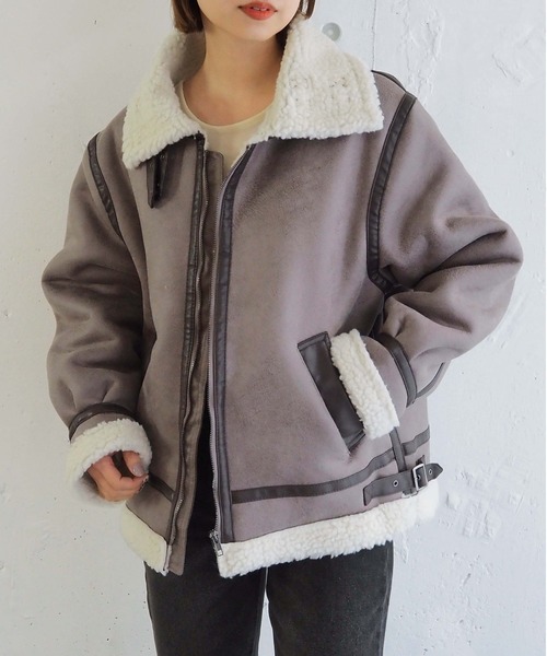 tiptop（ティップトップ）の「フェイクムートンボアブルゾン（ムートンコート・レディース・ブラウン/チャコールグレー/ブラック/アイボリー・FREE）」の18枚目の写真