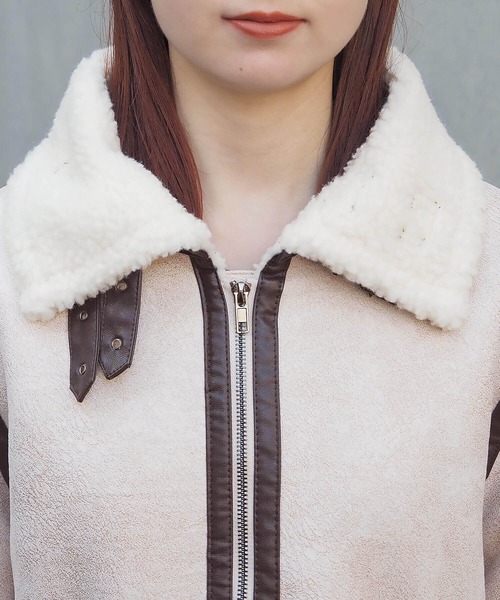 tiptop（ティップトップ）の「フェイクムートンボアブルゾン（ムートンコート・レディース・ブラウン/チャコールグレー/ブラック/アイボリー・FREE）」の8枚目の写真