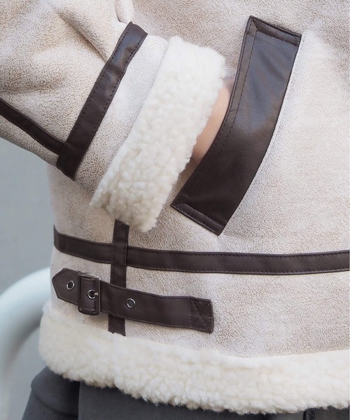 tiptop（ティップトップ）の「フェイクムートンボアブルゾン（ムートンコート・レディース・ブラウン/チャコールグレー/ブラック/アイボリー・FREE）」の10枚目の写真