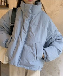短丈スタンドカラー中綿ダウンジャケット