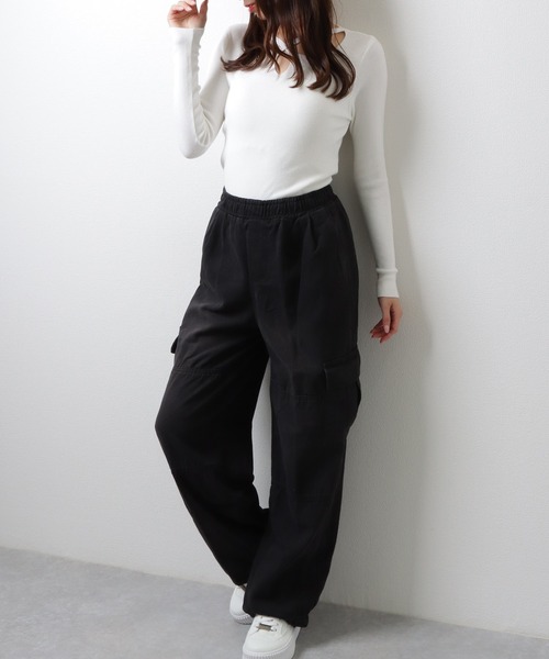 Lace Ladies(レースレディース)の「クロルストラップ ソリッドカラー ラウンドネック ニット トップス(ニット/セーター・レディース・ブラック/ベージュ/ホワイト・FREE)」の11枚目の写真