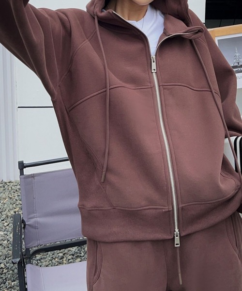 【セール】カジュアル裏起毛フルジップパーカー（パーカー）｜aimoha（アイモハ）