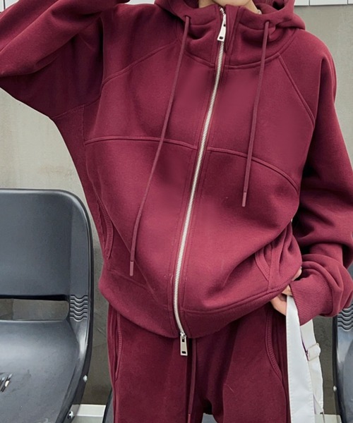 【セール】カジュアル裏起毛フルジップパーカー（パーカー）｜aimoha（アイモハ）