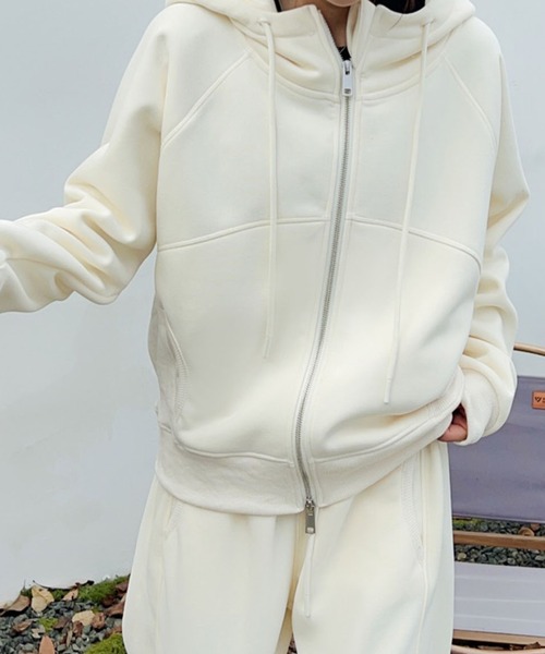 【セール】カジュアル裏起毛フルジップパーカー（パーカー）｜aimoha（アイモハ）