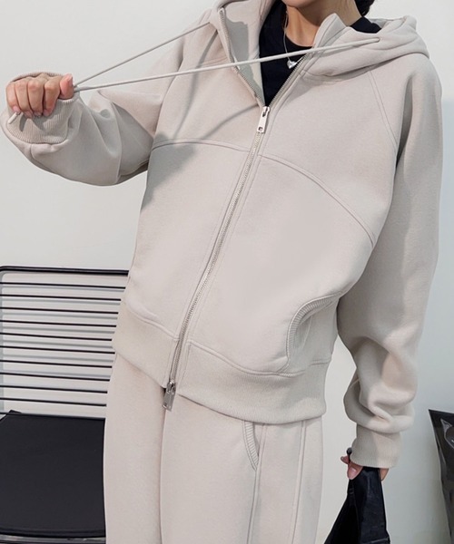 【セール】カジュアル裏起毛フルジップパーカー（パーカー）｜aimoha（アイモハ）