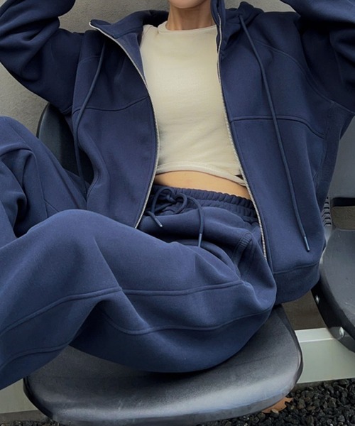 【セール】カジュアル裏起毛フルジップパーカー（パーカー）｜aimoha（アイモハ）