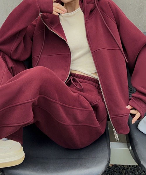 【セール】カジュアル裏起毛フルジップパーカー（パーカー）｜aimoha（アイモハ）