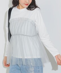 BEAMS HEART（ビームスハート）の「チュールドッキング ロングスリーブTシャツ（Tシャツ/カットソー・レディース）」