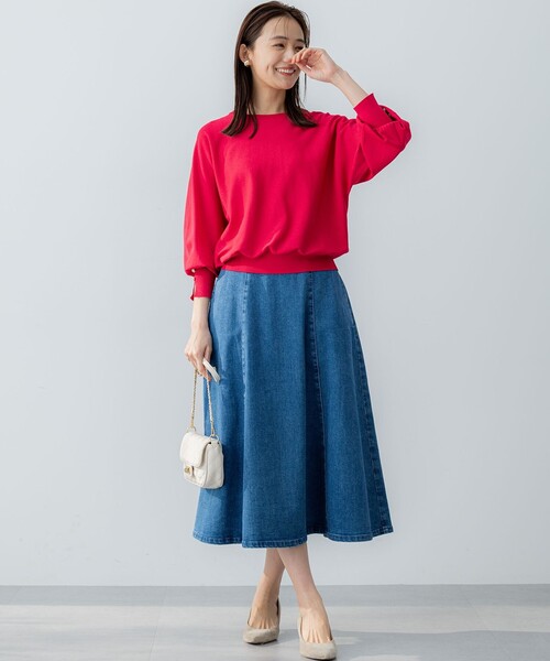 組曲（クミキョク）の「ライトデニム フレアスカート（デニムスカート・レディース・ダルブルー系・2/1/3）」の3枚目の写真