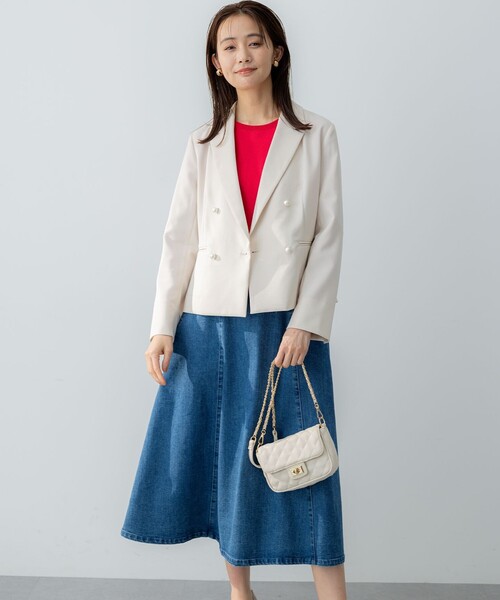 組曲（クミキョク）の「ライトデニム フレアスカート（デニムスカート・レディース・ダルブルー系・2/1/3）」の4枚目の写真