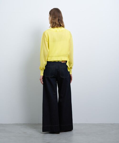 LANVIN en Bleu（ランバンオンブルー）の「Vネックフリルトリムカーディガン（ニット/セーター・レディース・オフホワイト/オレンジ/イエロー/チャコールグレー・38）」の7枚目の写真