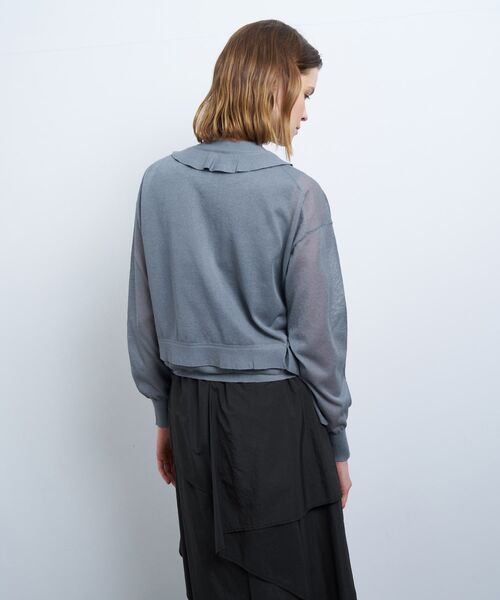 LANVIN en Bleu（ランバンオンブルー）の「Vネックフリルトリムカーディガン（ニット/セーター・レディース・オフホワイト/オレンジ/イエロー/チャコールグレー・38）」の22枚目の写真