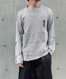 ARTIFICIAL SWEETENER（アーティフィシャル　スウィートナー）の「【 ARTIFICIAL SWEETENER 】ダメージクルーニット（ニット/セーター）」