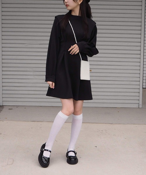 minia（ミニア）の「ぽっくりストラップローファー（ローファー・レディース・ブラック/ブラック系1/アイボリー・S/M/L/LL）」の4枚目の写真