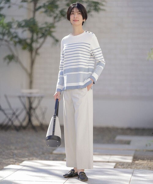 J.PRESS(ジェイプレス)の「【セットアップ対応・洗える】セルロースリネンストレッチ ワイド パンツ(その他パンツ・レディース・ライトグレー系/ベージュ系/ネイビー系/グレー系/ホワイト系・13/11/9/7)」の8枚目の写真