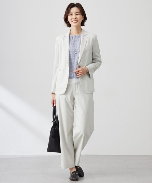 J.PRESS(ジェイプレス)の「【セットアップ対応・洗える】セルロースリネンストレッチ ワイド パンツ(その他パンツ・レディース・ライトグレー系/ベージュ系/ネイビー系/グレー系/ホワイト系・13/11/9/7)」の15枚目の写真