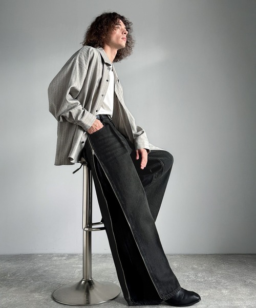 セール】「3WAYサイドジップ」ヴィンテージ加工デニムパンツ(綿100