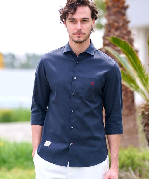 DRESSTERIOR(ドレステリア)の「リネン混スリークオーターシャツ(シャツ/ブラウス・メンズ・ホワイト/ブラック/サックスブルー/ネイビー・90/91/92/94)」の3枚目の写真