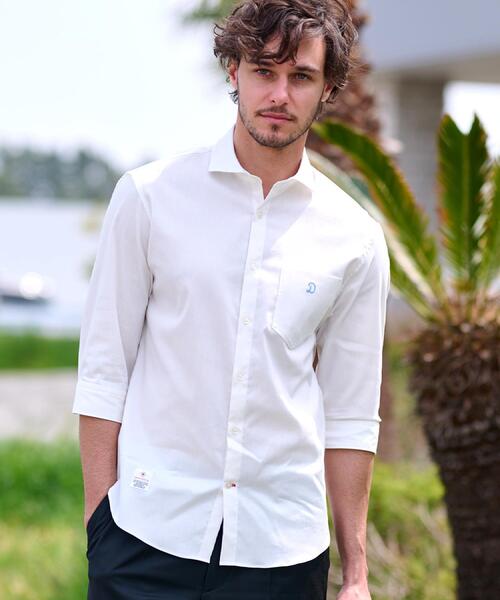 DRESSTERIOR(ドレステリア)の「リネン混スリークオーターシャツ(シャツ/ブラウス・メンズ・ホワイト/ブラック/サックスブルー/ネイビー・90/91/92/94)」の1枚目の写真