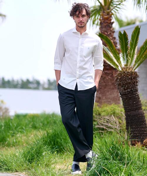 DRESSTERIOR(ドレステリア)の「リネン混スリークオーターシャツ(シャツ/ブラウス・メンズ・ホワイト/ブラック/サックスブルー/ネイビー・90/91/92/94)」の5枚目の写真