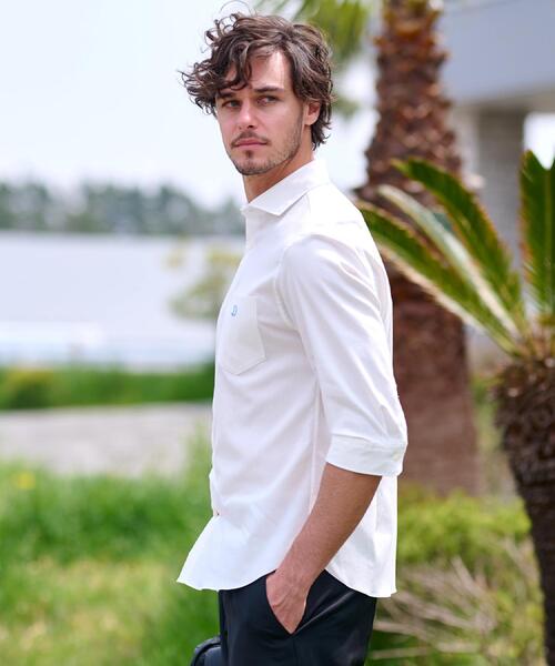 DRESSTERIOR(ドレステリア)の「リネン混スリークオーターシャツ(シャツ/ブラウス・メンズ・ホワイト/ブラック/サックスブルー/ネイビー・90/91/92/94)」の8枚目の写真