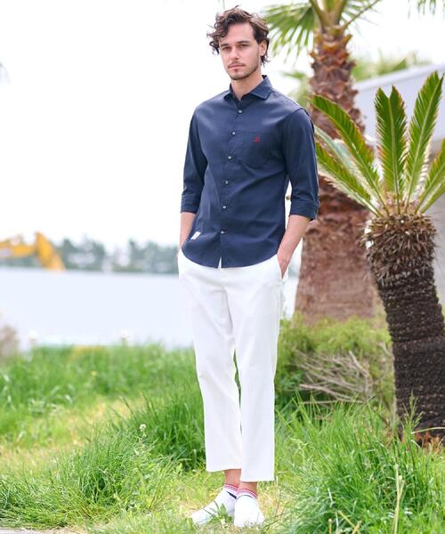 DRESSTERIOR(ドレステリア)の「リネン混スリークオーターシャツ(シャツ/ブラウス・メンズ・ホワイト/ブラック/サックスブルー/ネイビー・90/91/92/94)」の14枚目の写真