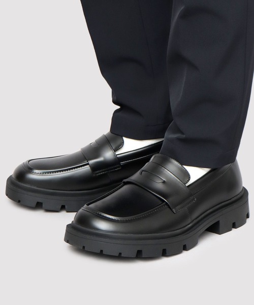 glabella（グラベラ）の「厚底 スクエアトゥ 幅広 コインローファー（ローファー・メンズ・ブラック・L/M/S）」の10枚目の写真