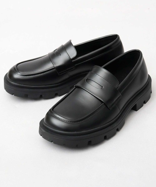 glabella（グラベラ）の「厚底 スクエアトゥ 幅広 コインローファー（ローファー・メンズ・ブラック・L/M/S）」の9枚目の写真