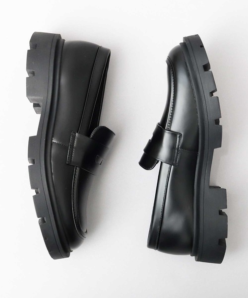 glabella（グラベラ）の「厚底 スクエアトゥ 幅広 コインローファー（ローファー・メンズ・ブラック・L/M/S）」の7枚目の写真