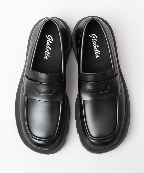 glabella（グラベラ）の「厚底 スクエアトゥ 幅広 コインローファー（ローファー・メンズ・ブラック・L/M/S）」の6枚目の写真