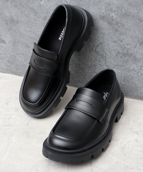 glabella（グラベラ）の「厚底 スクエアトゥ 幅広 コインローファー（ローファー・メンズ・ブラック・L/M/S）」の15枚目の写真