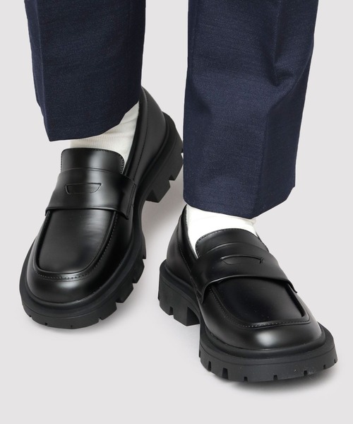 glabella（グラベラ）の「厚底 スクエアトゥ 幅広 コインローファー（ローファー・メンズ・ブラック・L/M/S）」の14枚目の写真