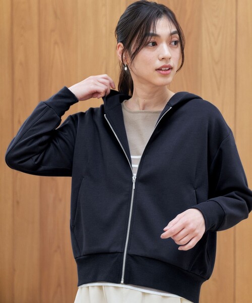 ANY（エニィ）の「ダンボールジップパーカー（パーカー・レディース・ホワイト系/ネイビー系/ライトグレー系・4）」の6枚目の写真