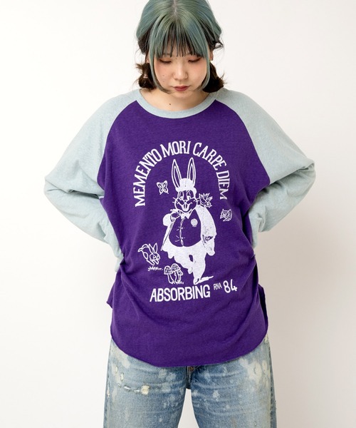 RNA(アールエヌエー)の「M2411 RABBIT EARLラグランロンT(Tシャツ/カットソー・レディース・ホワイト/スミクロ/イエロー/ミント/パープル・MEDIUM)」の2枚目の写真