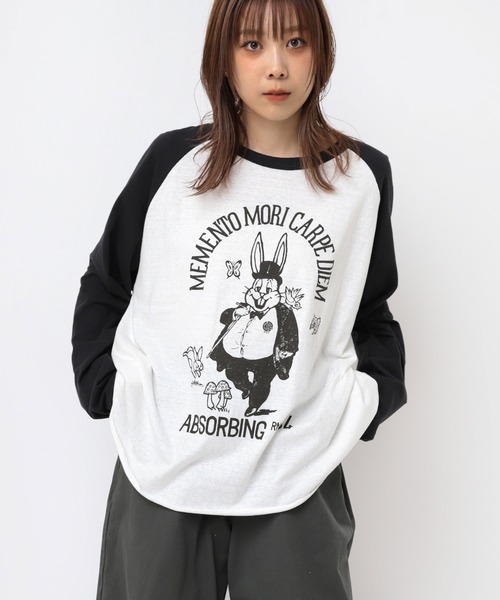 RNA(アールエヌエー)の「M2411 RABBIT EARLラグランロンT(Tシャツ/カットソー・レディース・ホワイト/スミクロ/イエロー/ミント/パープル・MEDIUM)」の3枚目の写真