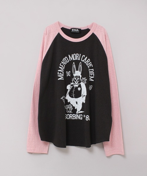 RNA(アールエヌエー)の「M2411 RABBIT EARLラグランロンT(Tシャツ/カットソー・レディース・ホワイト/スミクロ/イエロー/ミント/パープル・MEDIUM)」の4枚目の写真