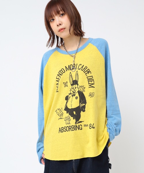 RNA(アールエヌエー)の「M2411 RABBIT EARLラグランロンT(Tシャツ/カットソー・レディース・ホワイト/スミクロ/イエロー/ミント/パープル・MEDIUM)」の5枚目の写真